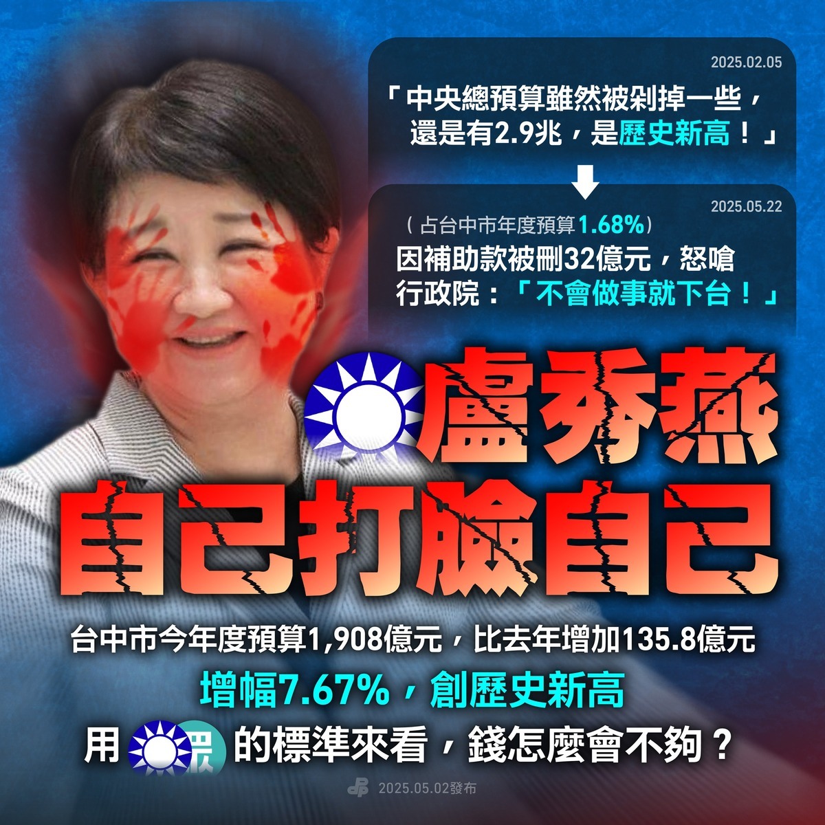 盧秀燕嗆中央不會做事就下台  民進黨轟戲演過頭：早勸別惡搞預算's story cover image